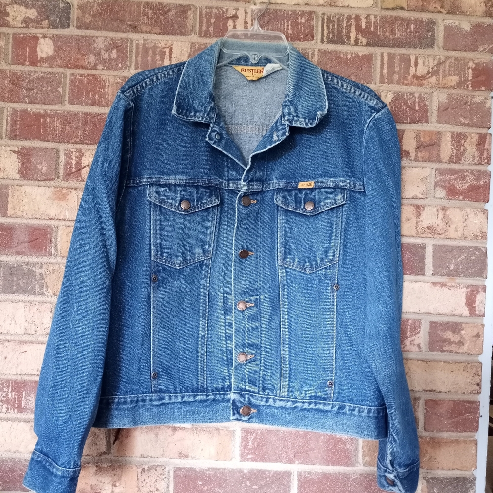 Vintage Rustler Trucker Denim Embroidered Jean Jacket
